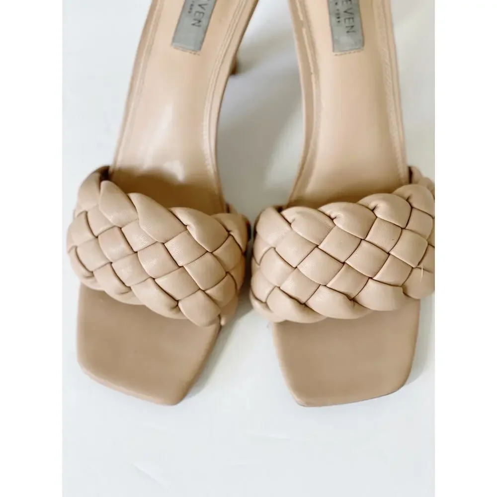 3 FOR $45 SALE | Steven Steve Madden Braided Kitten Heel Mules Nude 10